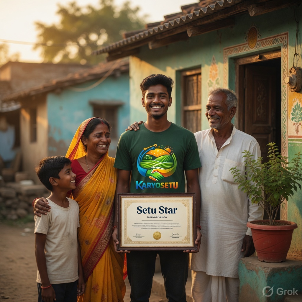 Star holding certificate with family